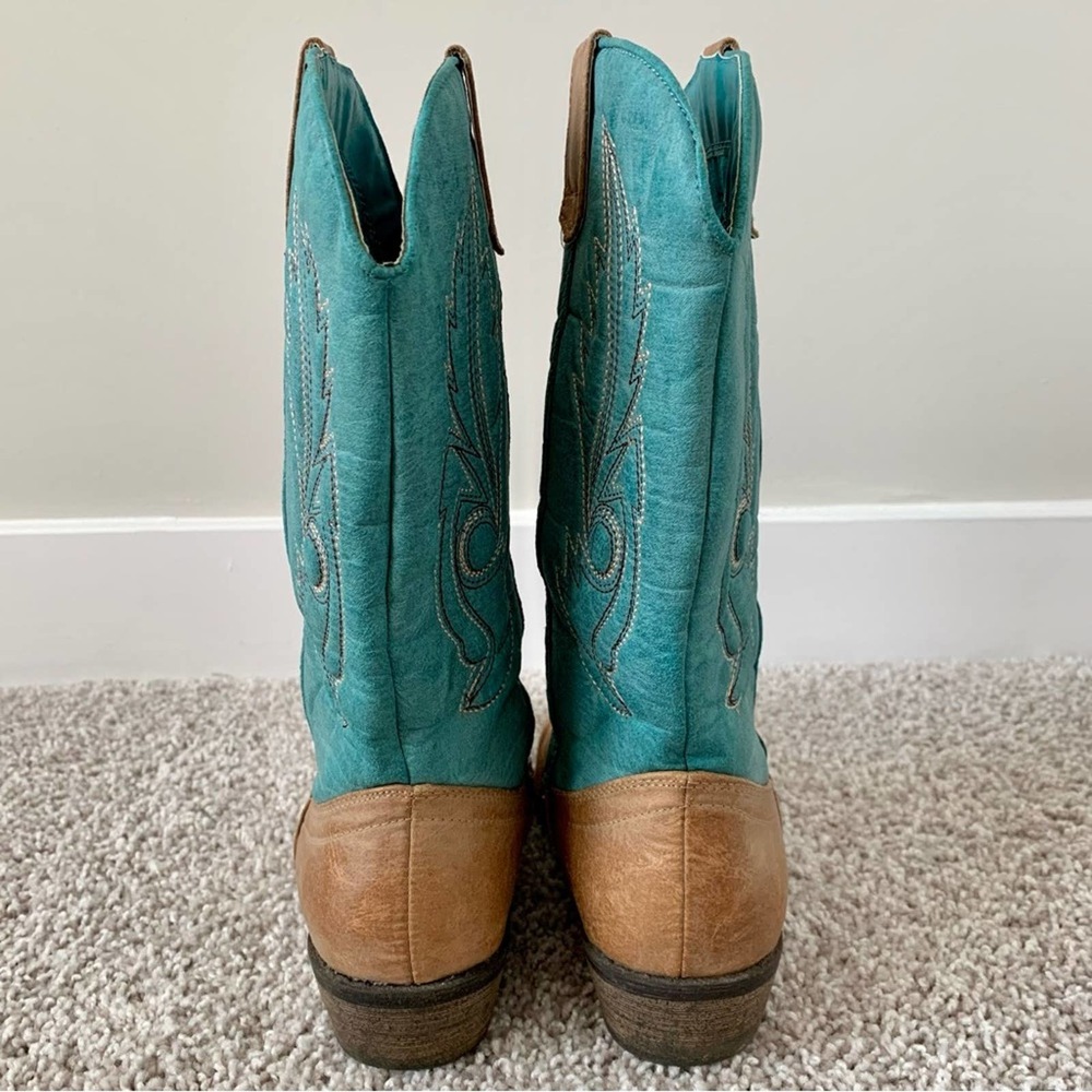 Coconuts by Matisse Gaucho Cowboy Boots Turquoise/Tan - Picture 6 of 11